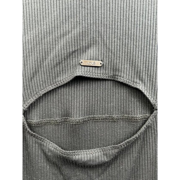 Lolë Black Ribbed Sleeveless Dress with Back Cutout Athleisure Minimalist Sz L - Picture 3 of 9
